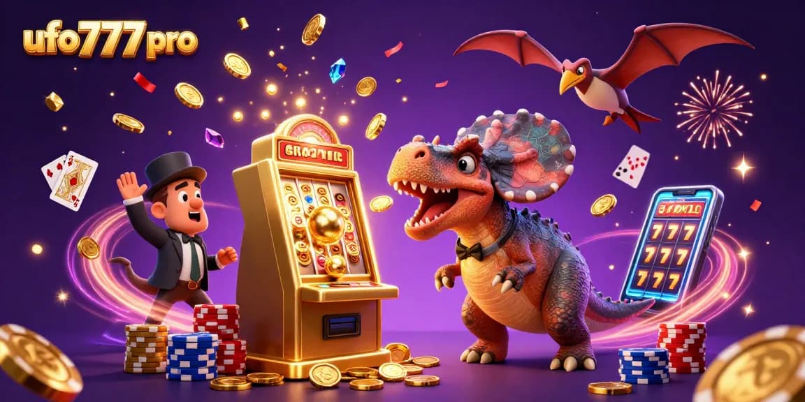 Experience excitement at ufo777 pro with a pachycephalosaurus celebrating jackpot wins!