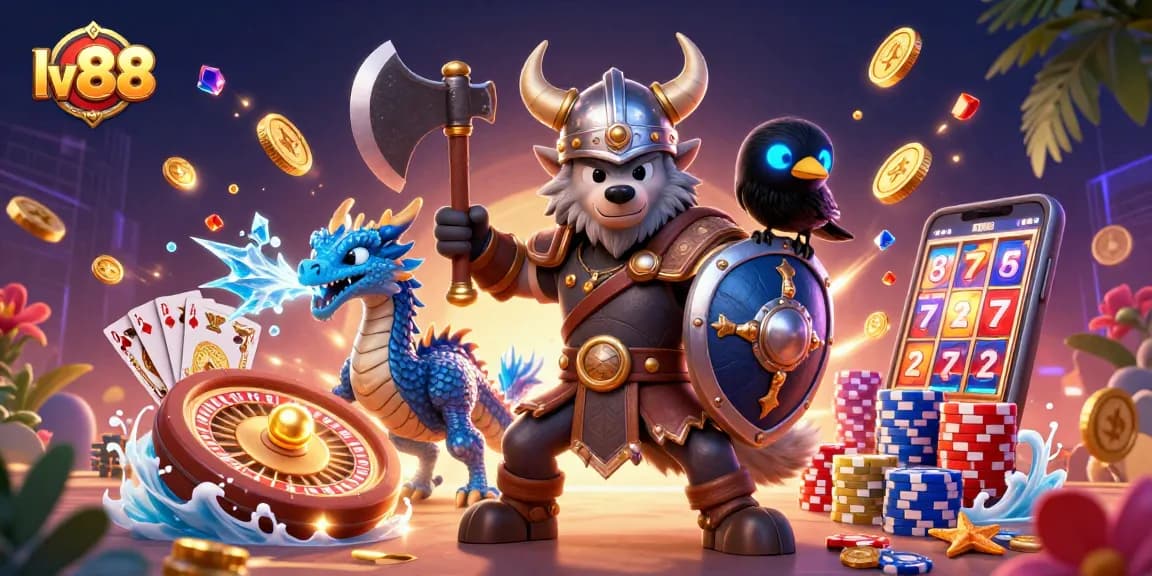 Engage in thrilling gameplay with LV 88 as vibrant characters explore the ultimate casino adventure.