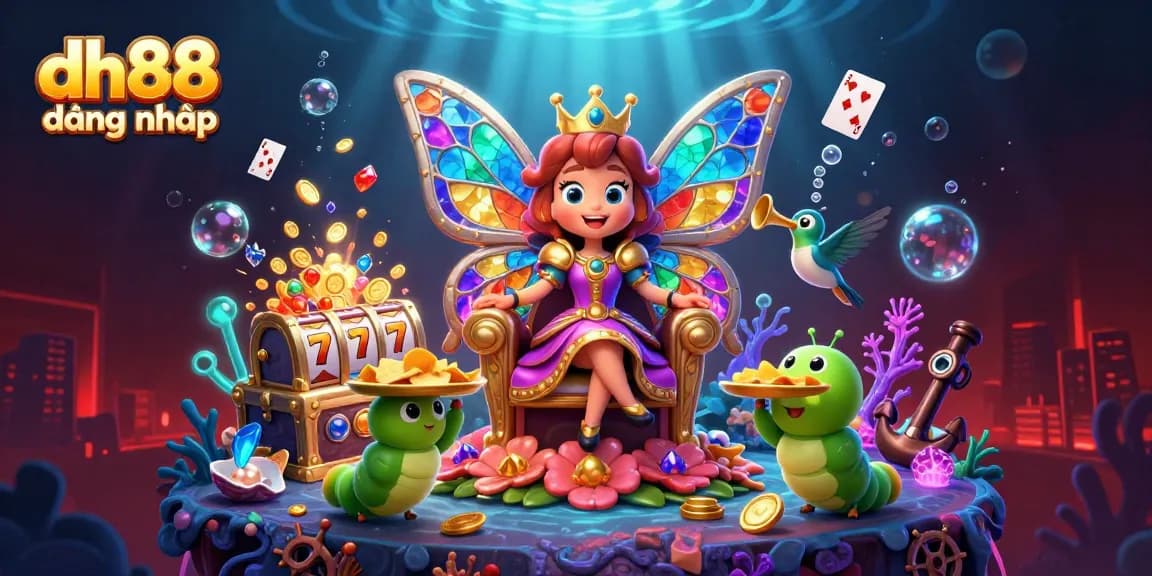 Engage in thrilling gameplay at dh88 đăng nhâp with vibrant casino elements and colorful characters.