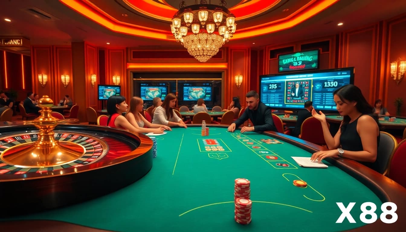 Dive into the lively action of a casino setting with trang chủ xx88 poker games on display.
