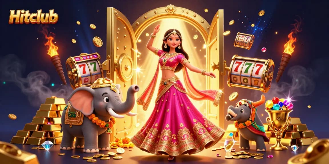 Spin the reels with excitement at Hitclub, featuring vibrant 3D characters and glamorous casino elements.