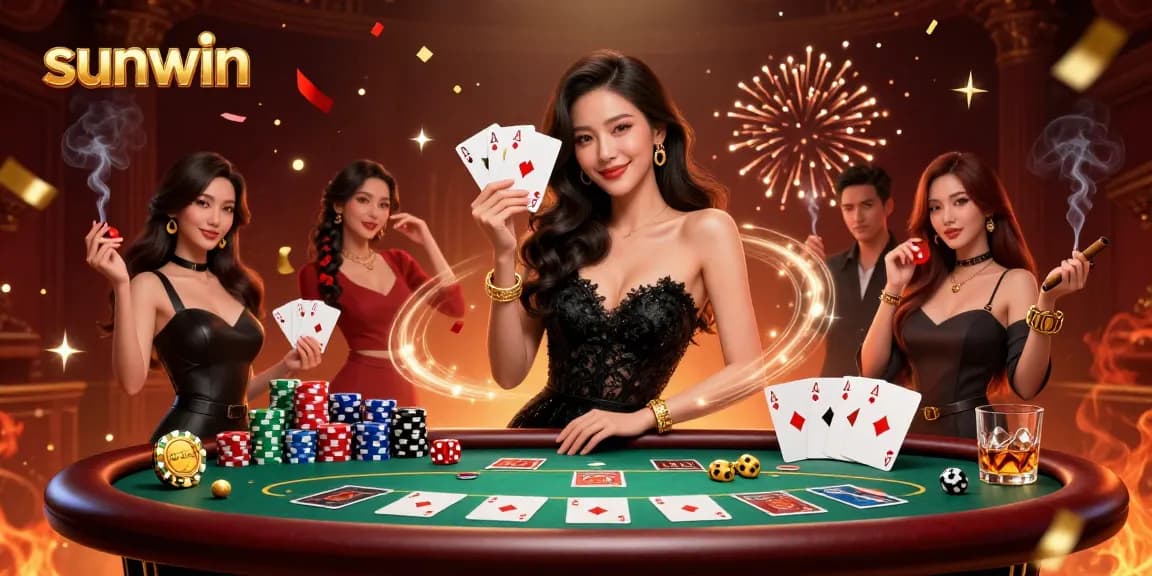 Experience thrilling gameplay and winning strategies at Sunwin casino with vibrant 3D illustration.