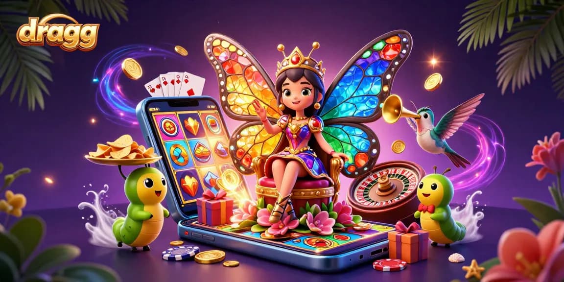 Experience the vibrant world of dragg with colorful slot games and majestic butterfly royalty.
