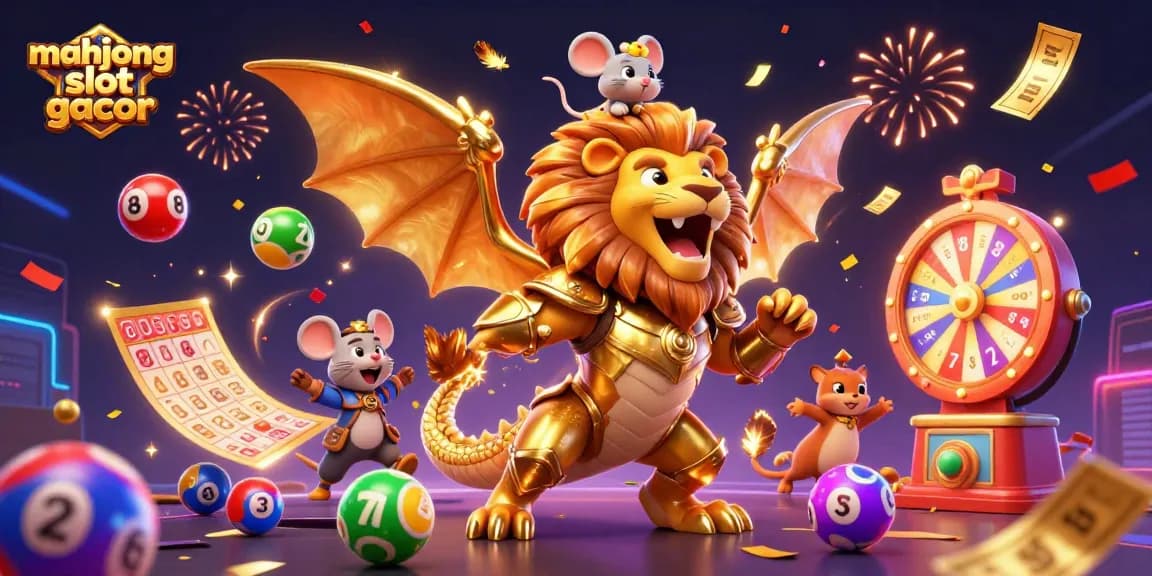 Experience mahjong slot gacor action in this vibrant 3D illustration, featuring dynamic lottery elements.