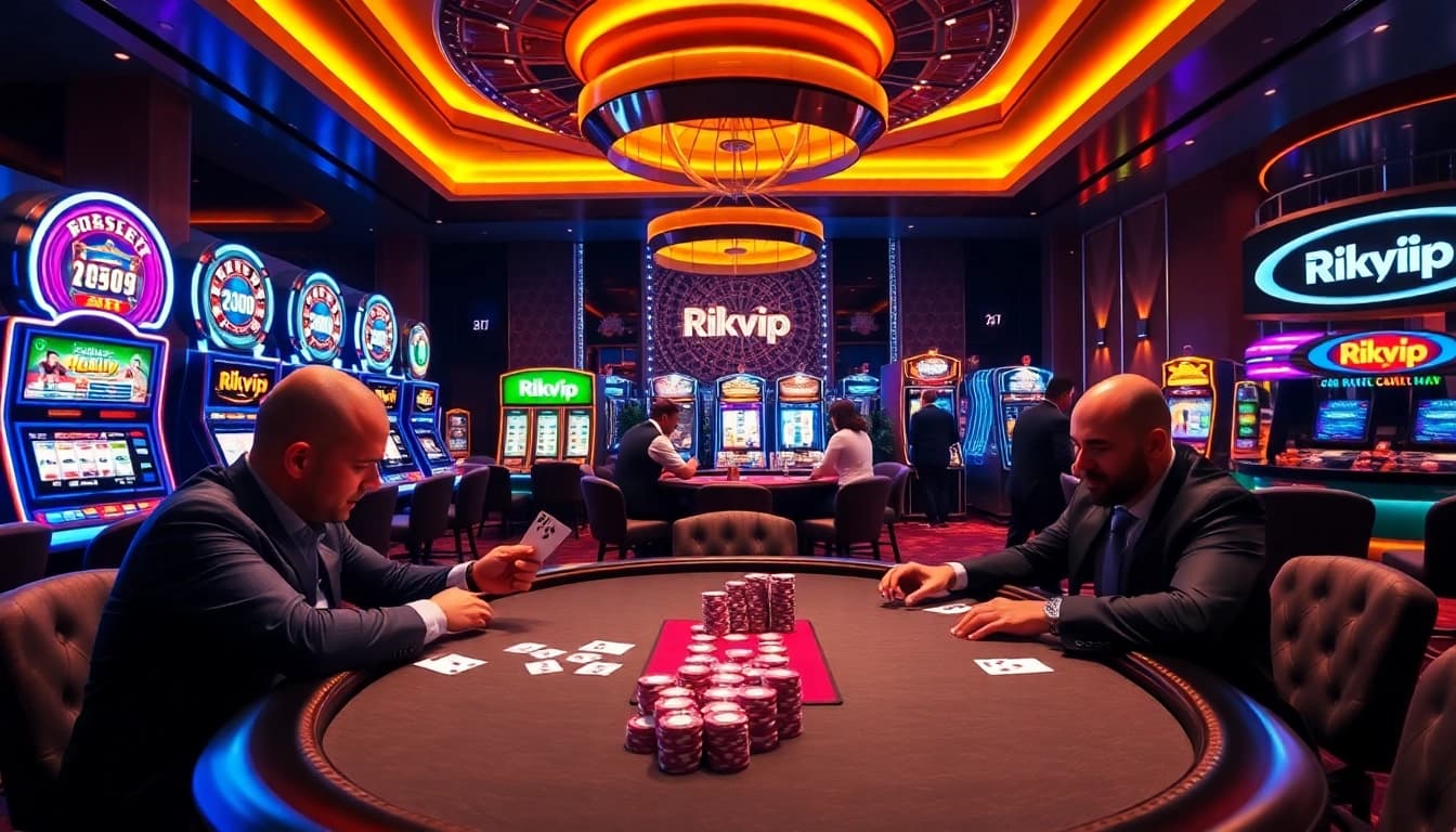 Experience exhilarating poker action at Rikvip with vibrant casino visuals and engaging gameplay.