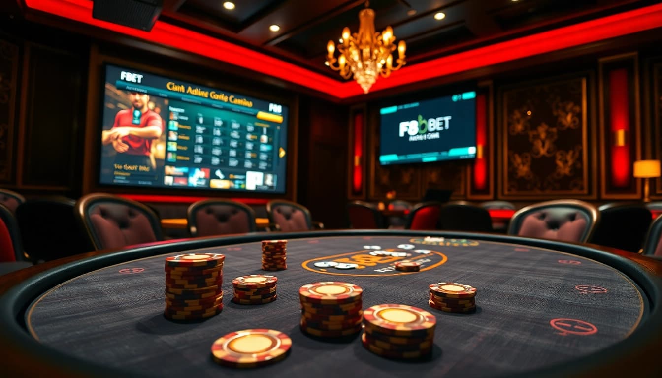 Experience the thrill of F8BET at a luxurious poker table in an upscale casino.