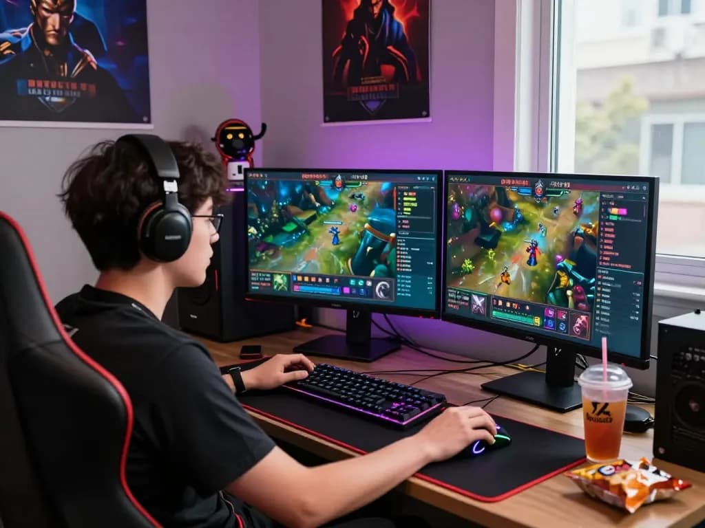 Immersive Dota 2 betting scene showcasing a fan engaged in live esports wagering at GGLBet Singapore.