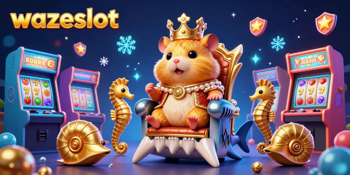wazeslot featuring an engaging 3D casino scene with a hamster king and dynamic game elements.