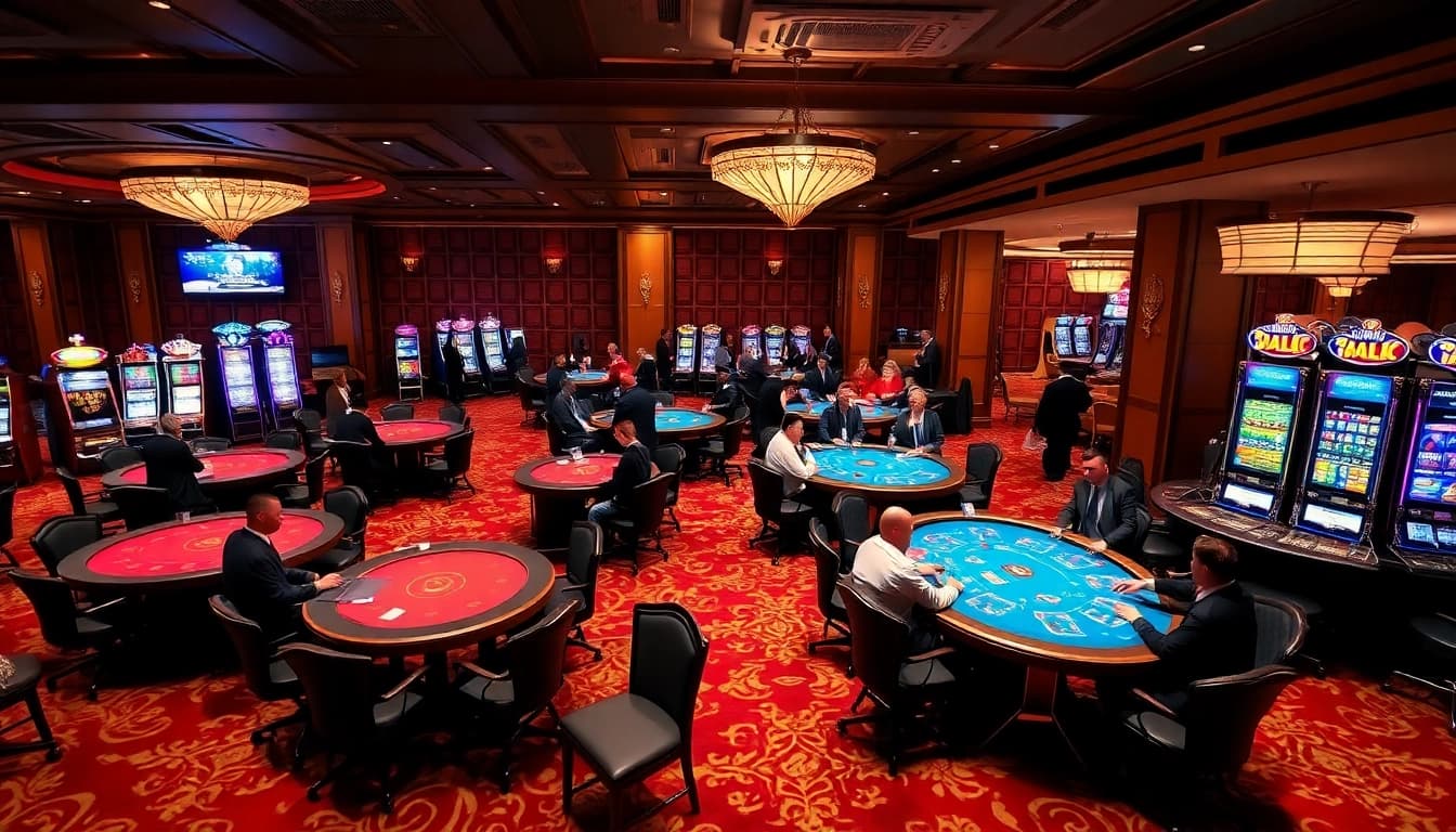 SODO CASINO 66 players engaging at blackjack tables in a luxurious casino.