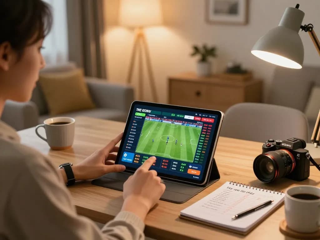 Soi Kèo live betting experience on tablet in a cozy home office