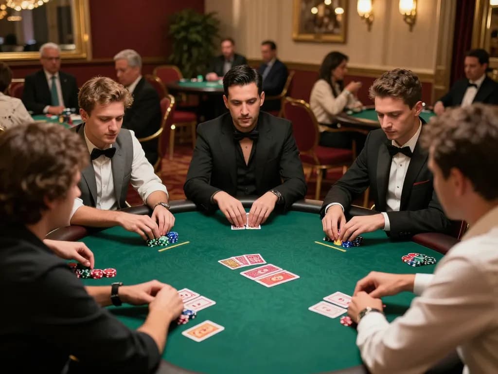 Pemain yang terlibat dalam permainan poker taruhan tinggi di aman788, menunjukkan strategi dan ketegangan.