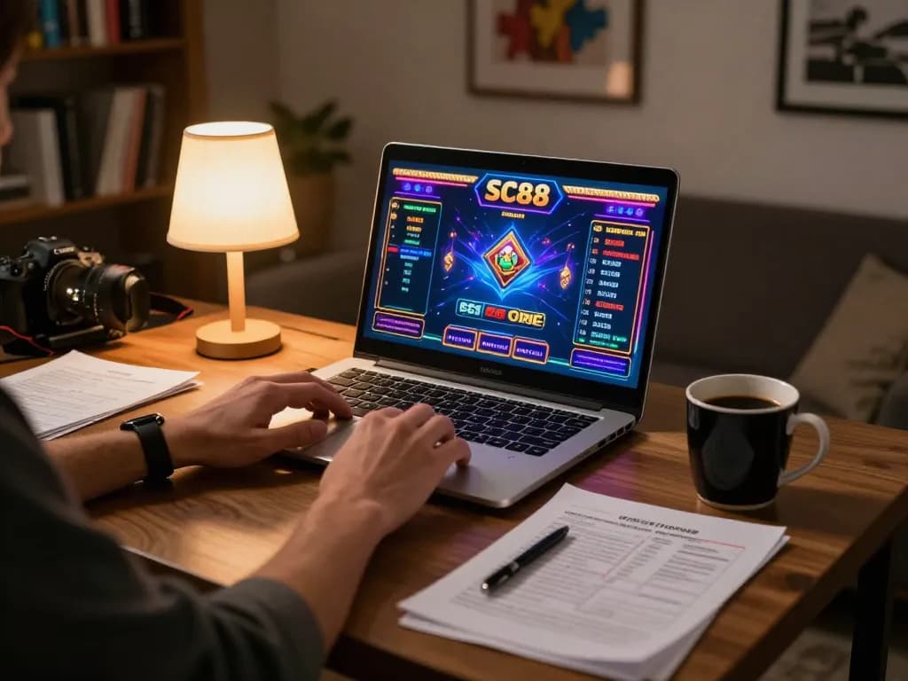 Experience SC88 online gaming with strategic betting in a cozy home setup