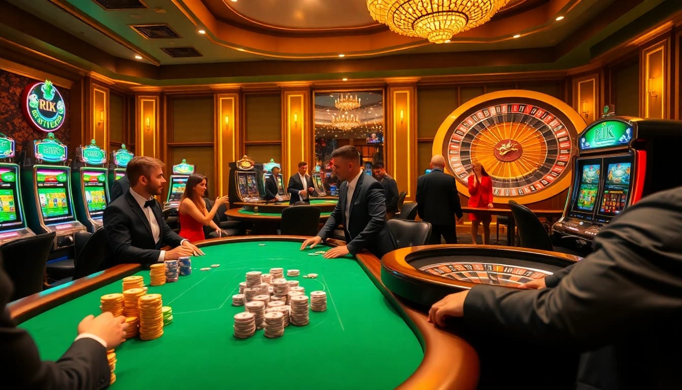 Experience thrilling gameplay at Rik vip with vibrant casino tables and colorful poker chips.