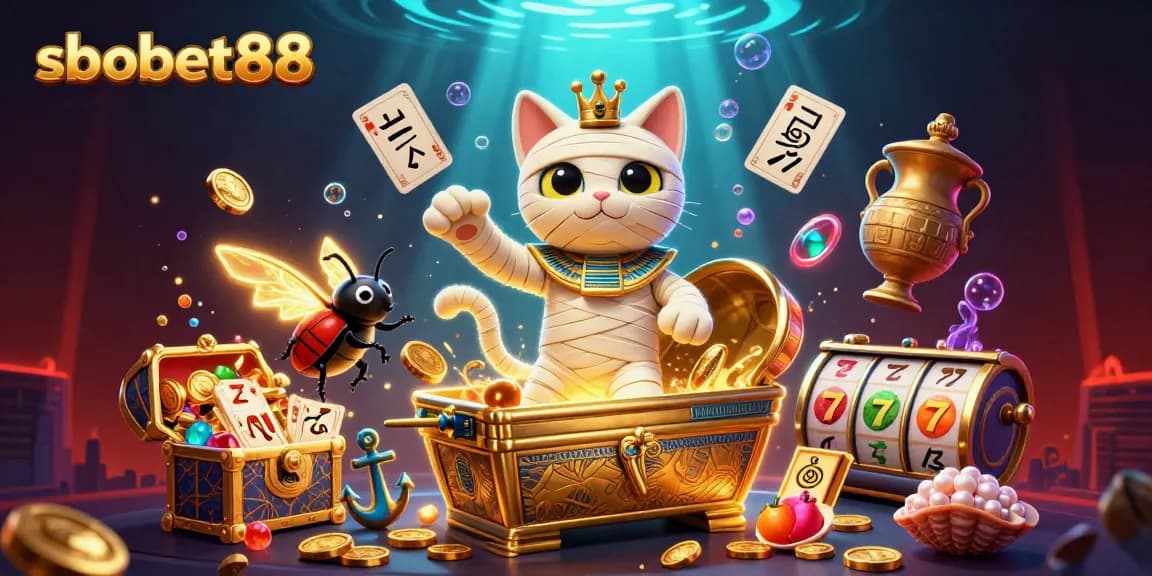 sbobet88 players enjoying a vibrant slot experience in an exciting casino scene with an Egyptian theme