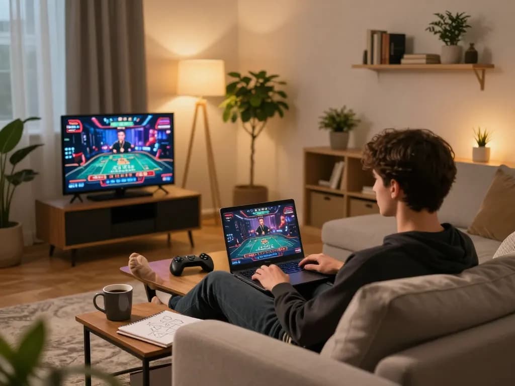 Player enjoying a thrilling session on 789club online casino from a cozy home setup.