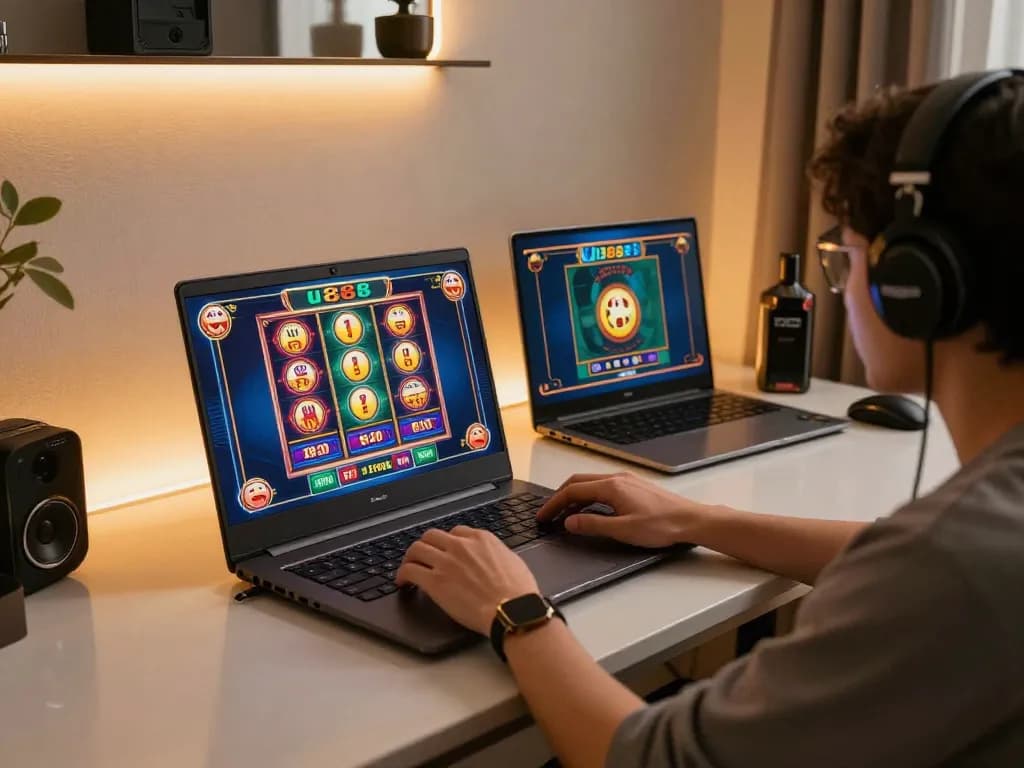 Engaging in u888 online gaming with vibrant slots interface, enhancing strategic play experience