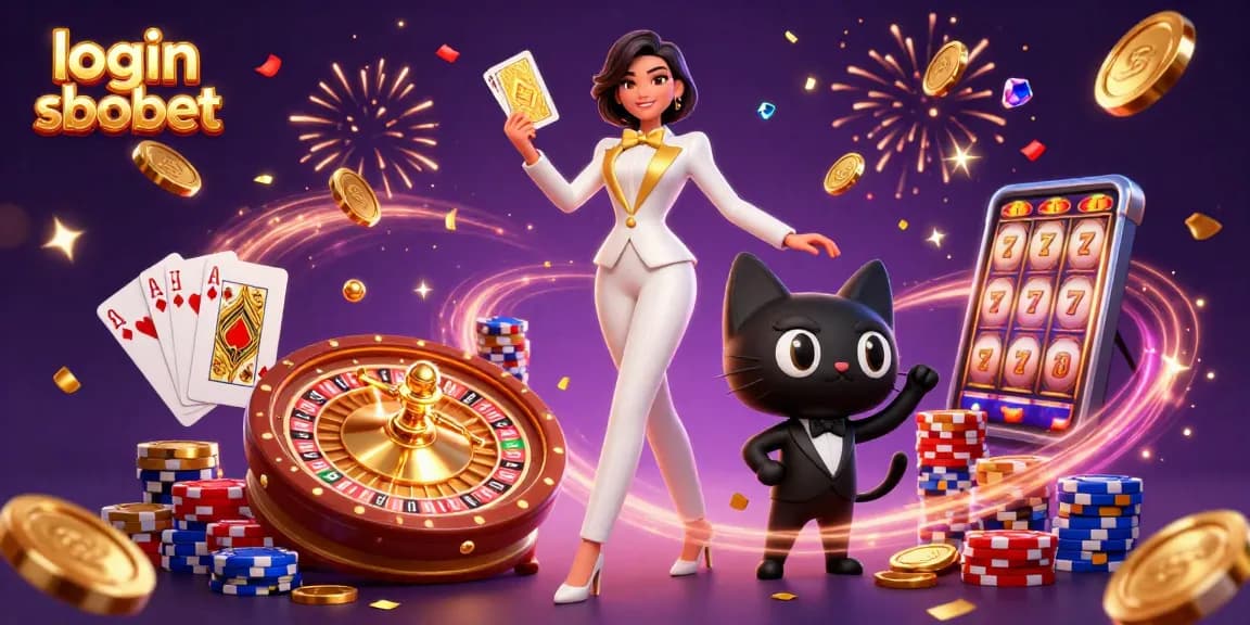 Engage with the thrill of login sbobet while enjoying an exciting casino scene featuring cards and chips.