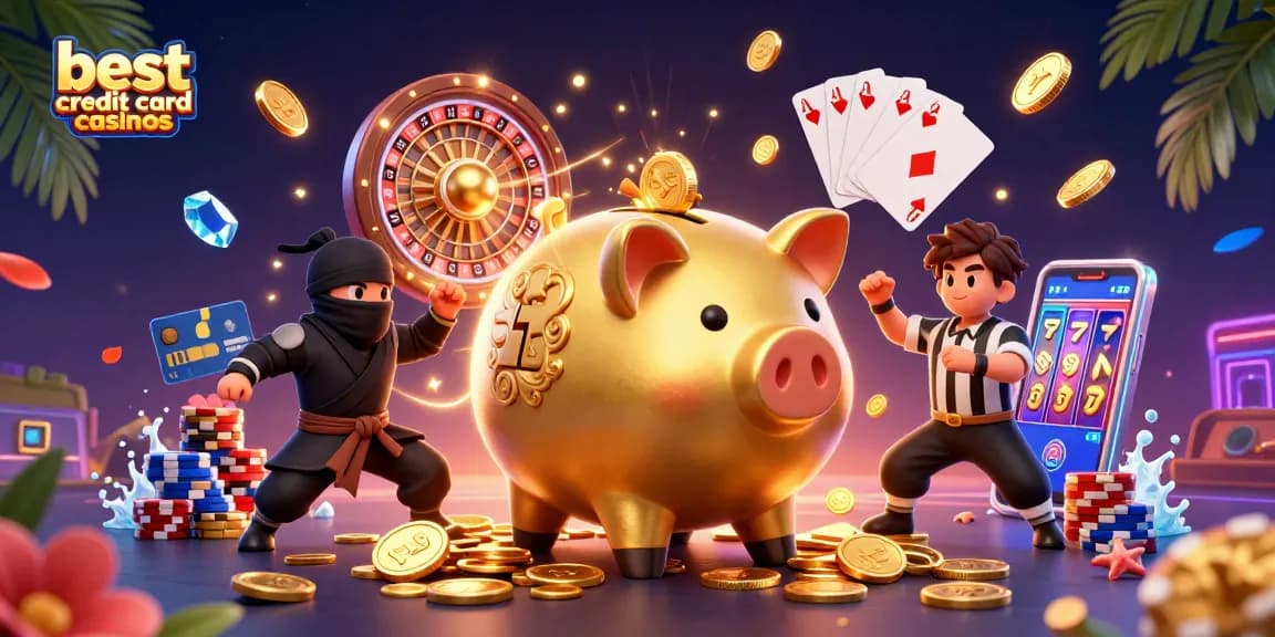 Experience the thrill at the best credit card casinos with vibrant characters and sparkling gems.