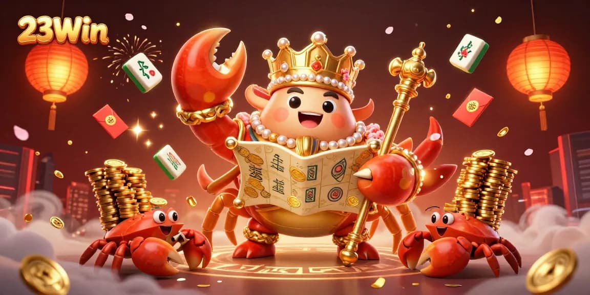 Experience thrilling gameplay with 23Win’s vibrant casino elements in this dynamic 3D illustration.