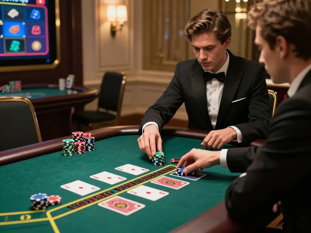Engaged player at iWin's live dealer blackjack table strategizing during an exciting online game session.