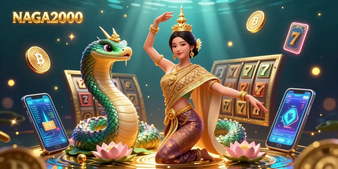 NAGA2000 meningkatkan pengalaman slot Anda dengan visual yang cerah dan elemen dinamis dalam ilustrasi kasino yang memikat.