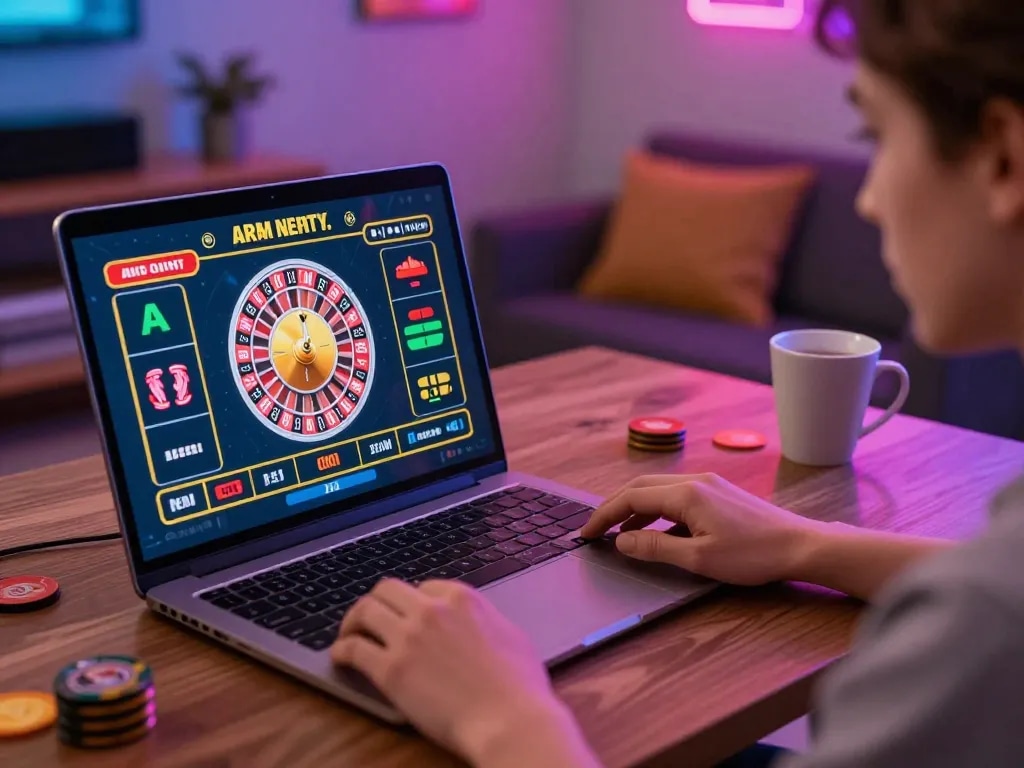 Engaging in a live dealer roulette game on okfun platform at home.