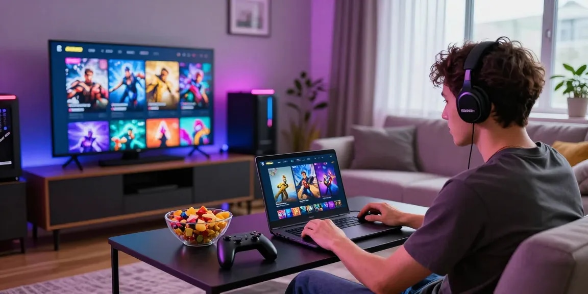 Player enjoying immersive gaming experience on OPEN88 platform in a lively setting.