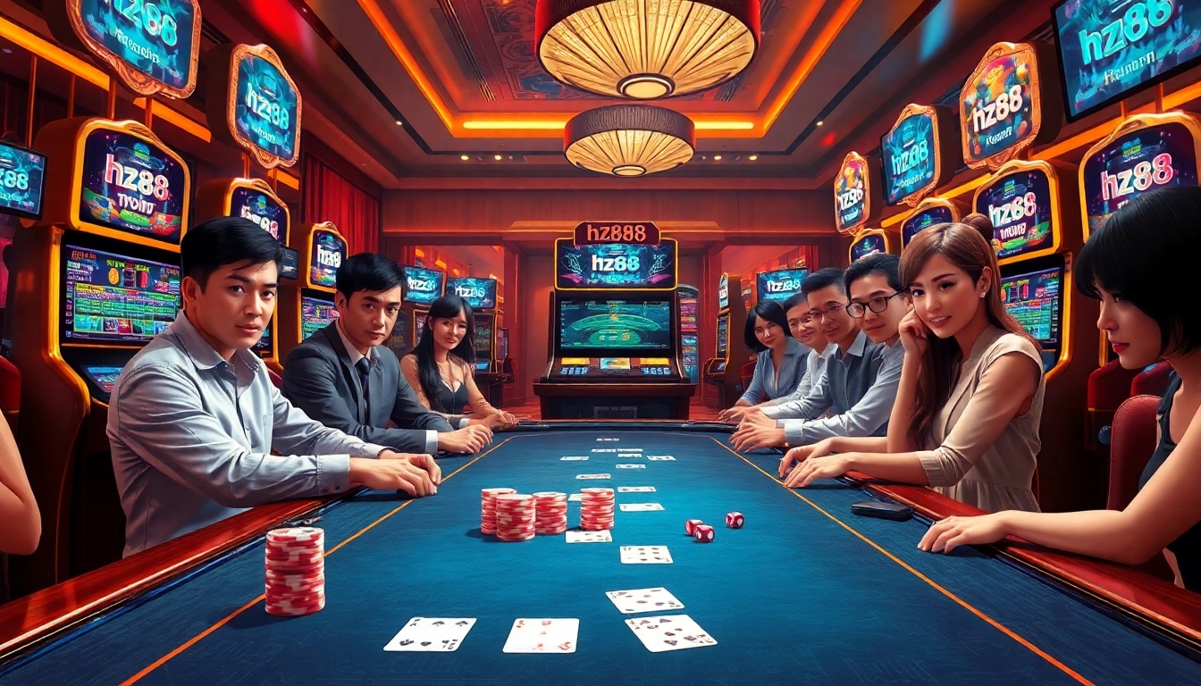 hz88 poker chips and cards in professional casino action with digital betting screen