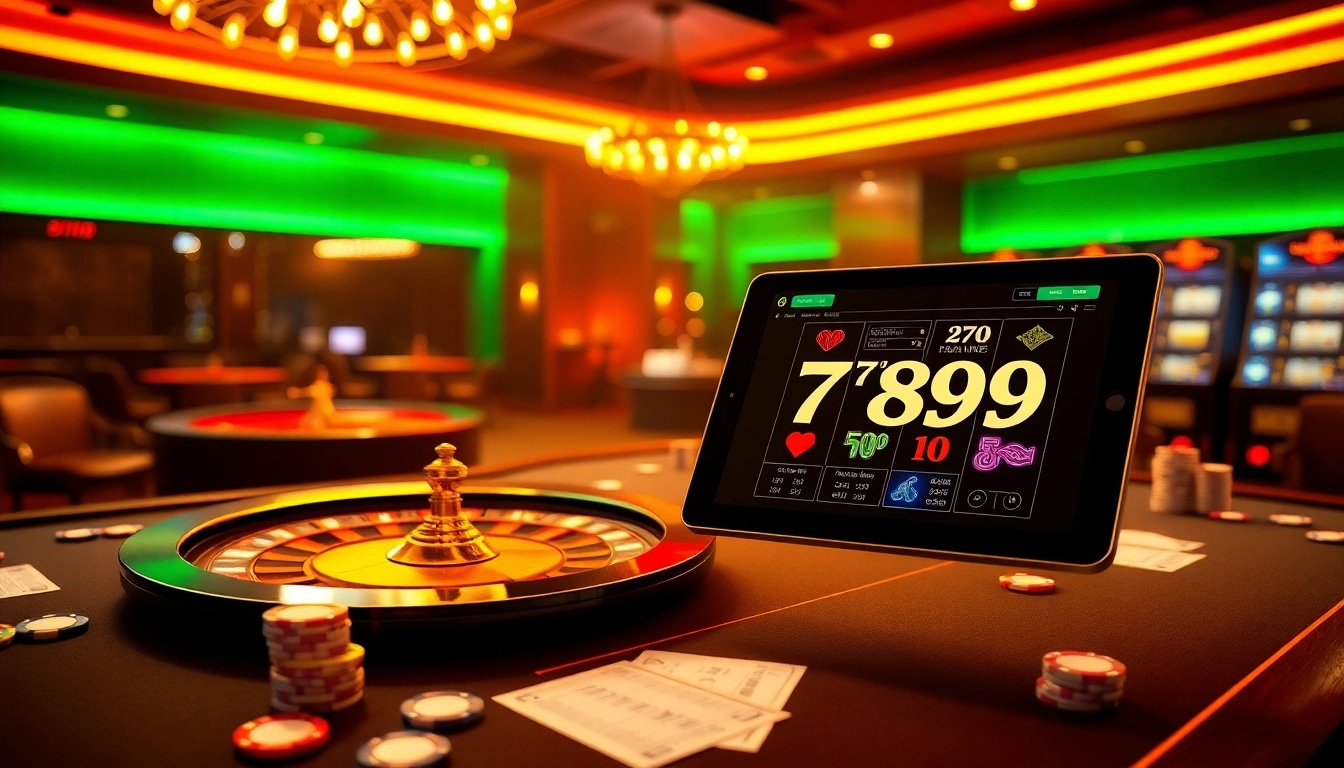 Experience the exhilarating atmosphere of 789P with casino tables and dynamic online gambling elements.