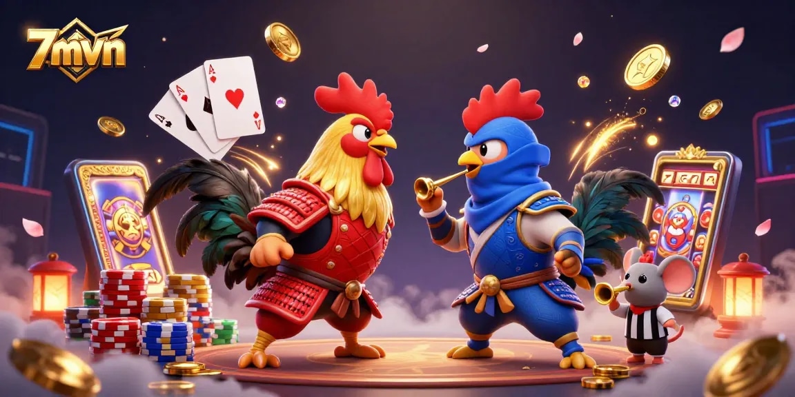 Engage with thrilling cockfighting excitement at 7mvn as roosters clash in a lively arena.