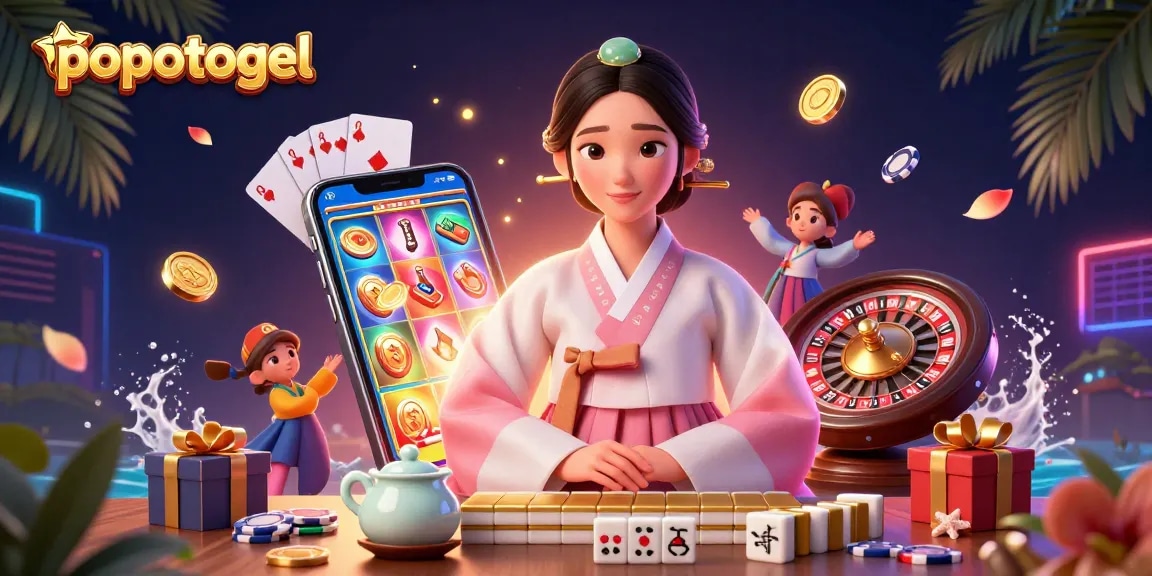 Experience popotogel fortune with vibrant slot games showcased in a detailed 3D scene.