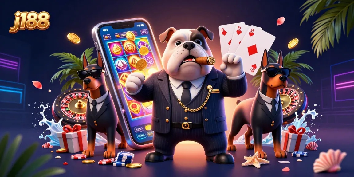 Experience thrilling gameplay at j188 with cartoon characters and vibrant slot elements.
