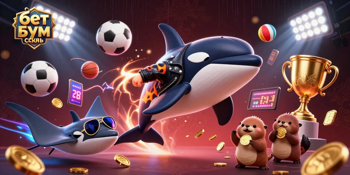 Experience betting thrills with бет бум скачать as a vibrant 3D illustration showcases dynamic sports elements and engaging characters.