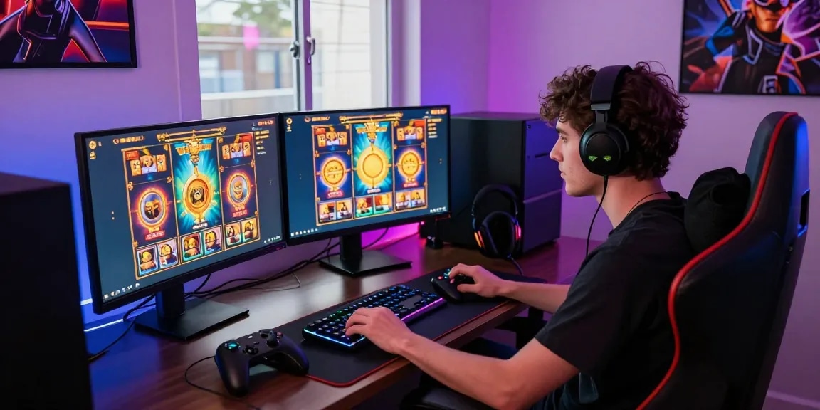 Engaging online gaming experience on Slot7000 platform with vibrant slot interface and modern gaming setup.