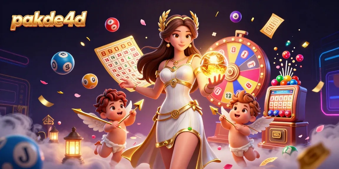 Experience winning excitement with pakde4d, featuring vibrant lottery elements and a captivating goddess.