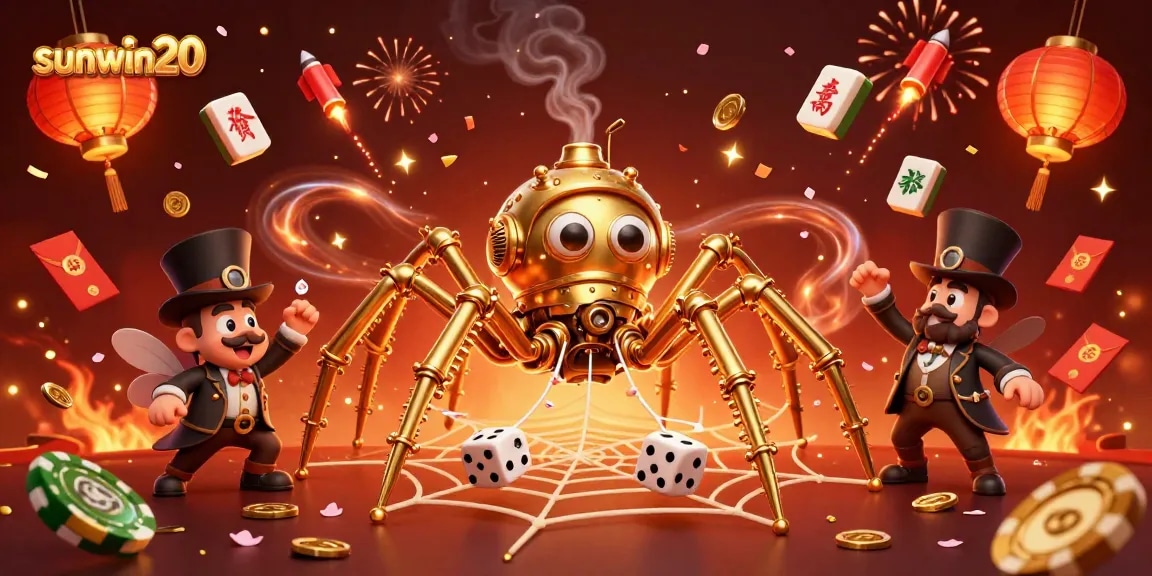 Experience thrilling wins at sunwin20 with a dynamic 3D illustration of casino elements.