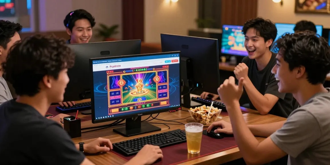 Pajaktoto alternatif online gaming fun with friends celebrating a win in a cozy room setting.