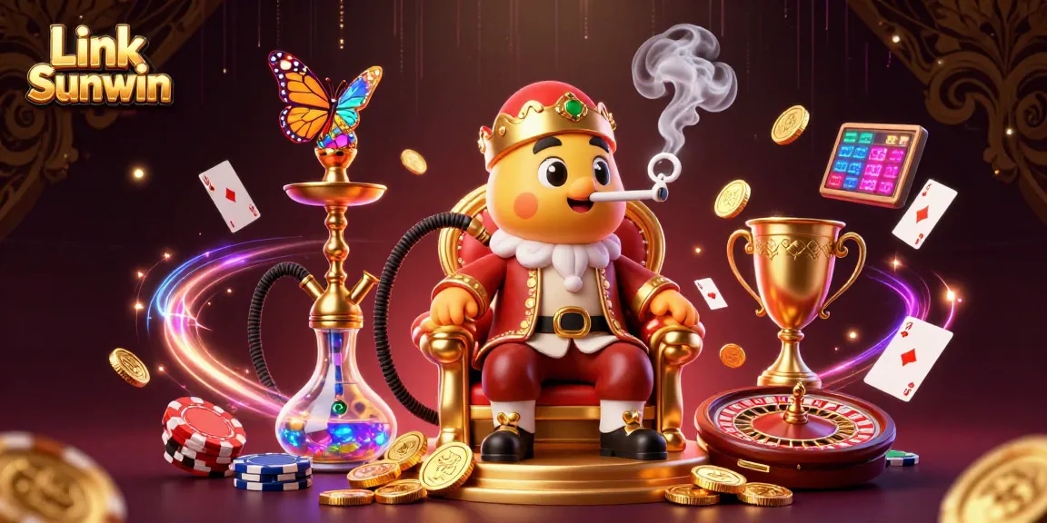 Engage in thrilling gameplay with Link Sunwin, featuring dynamic poker scenes and rich casino elements.