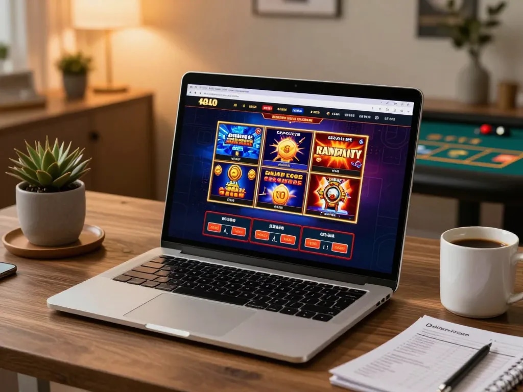 B52club players enjoying dynamic online slot gameplay in a cozy home environment.