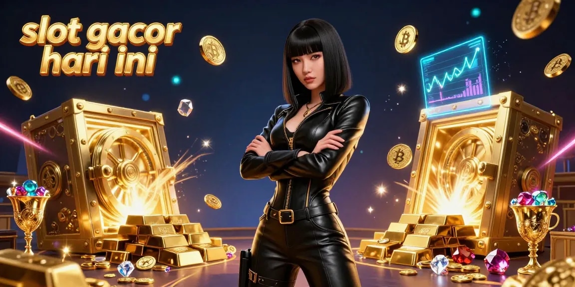 Experience slot gacor hari ini with this stunning visual of a powerful woman in a futuristic casino setting, surrounded by dynamic gaming elements.