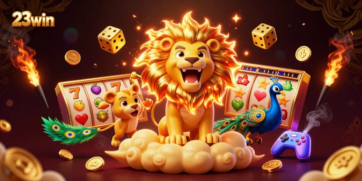Experience thrilling gaming at 23win with vibrant 3D casino elements and engaging characters.