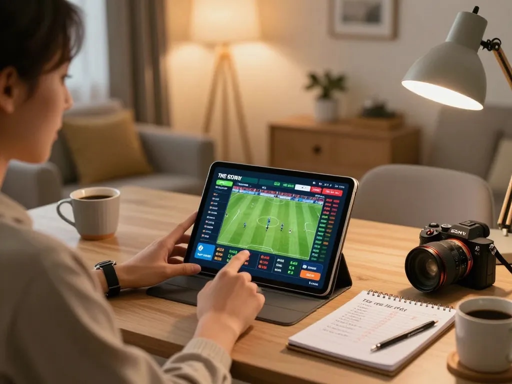 Soi Kèo live betting experience on tablet in a cozy home office