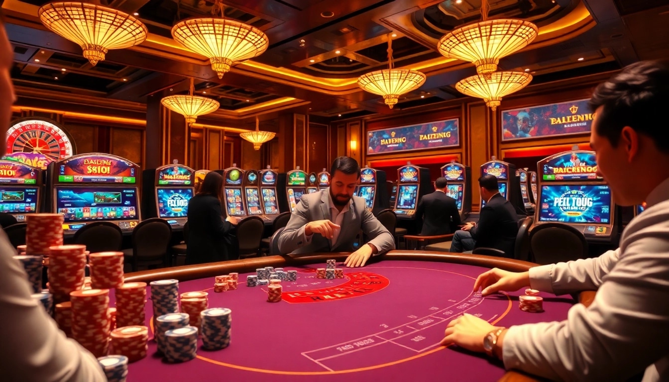 Engaged gamblers strategizing at a luxurious poker table at Trang chủ RR88 casino.