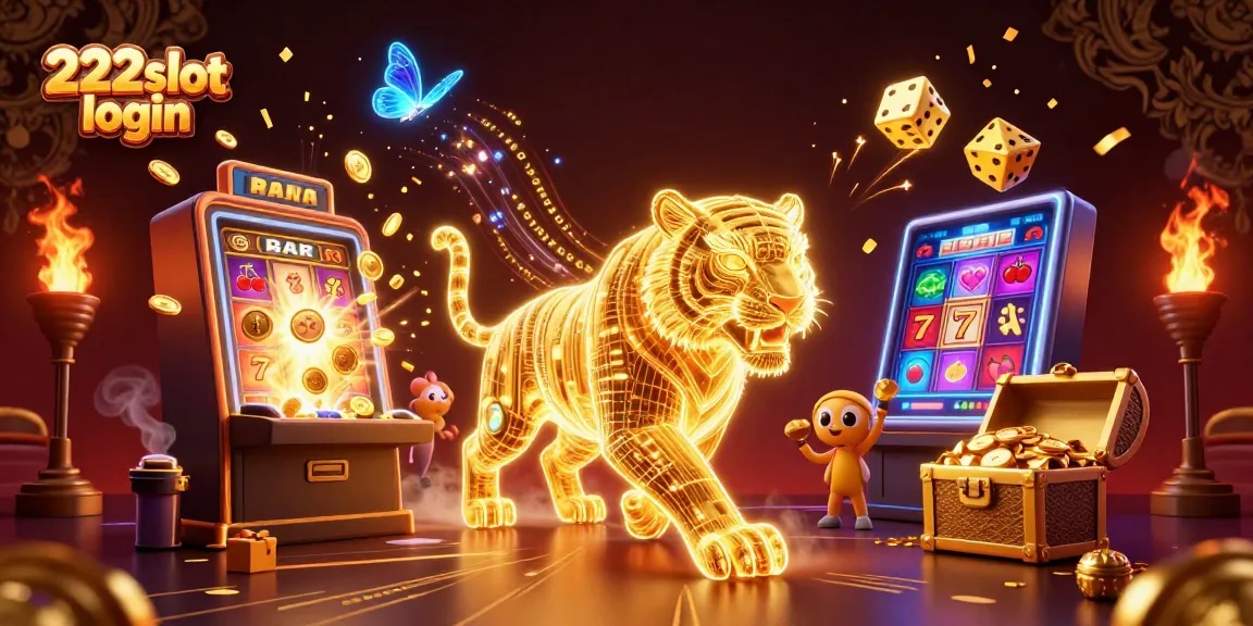 Gambarkan momen menarik dengan 222slot login di dunia kasino digital yang penuh cahaya.