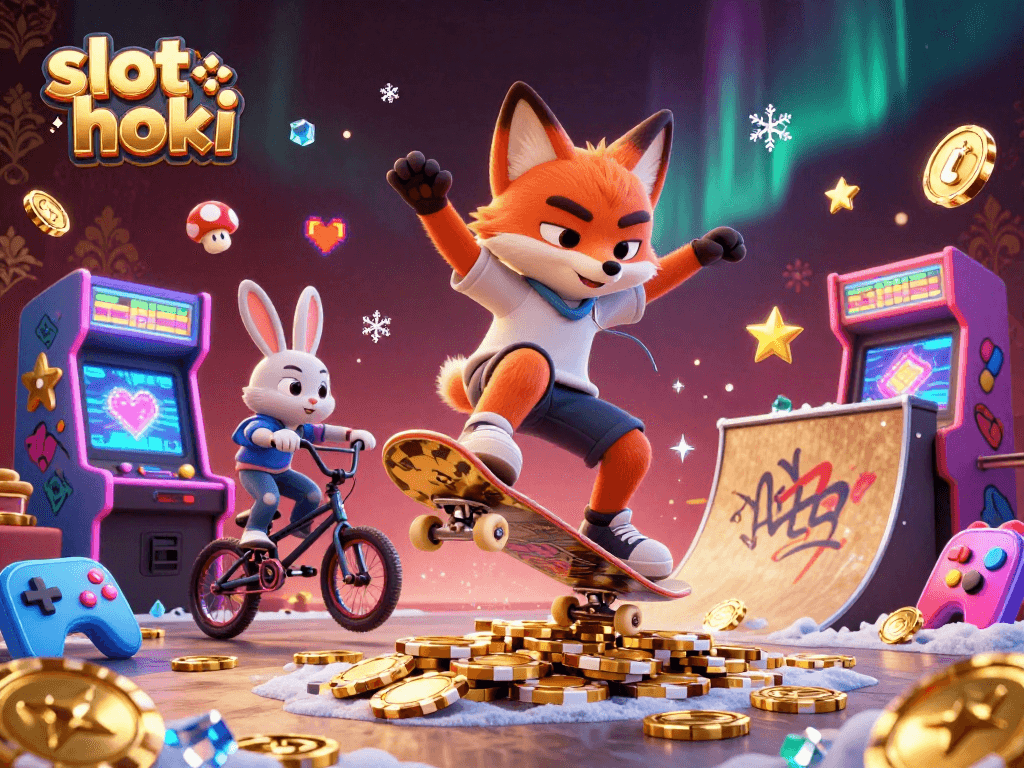 Engage in thrilling slot hoki adventures with vibrant characters and casino elements.