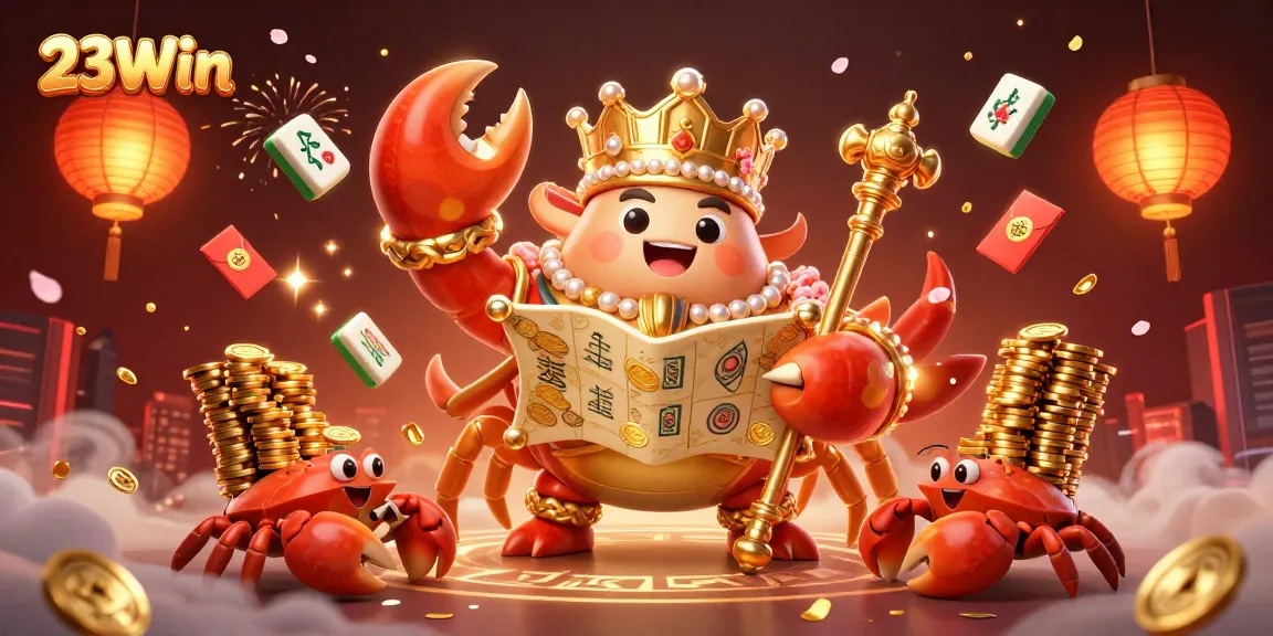 Experience thrilling gameplay with 23Win’s vibrant casino elements in this dynamic 3D illustration.