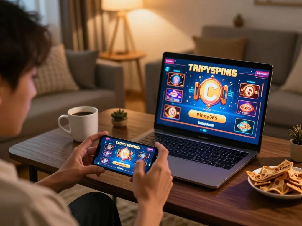 Engaging in exciting gameplay on mobile casino app on buenas ph platform from a cozy home