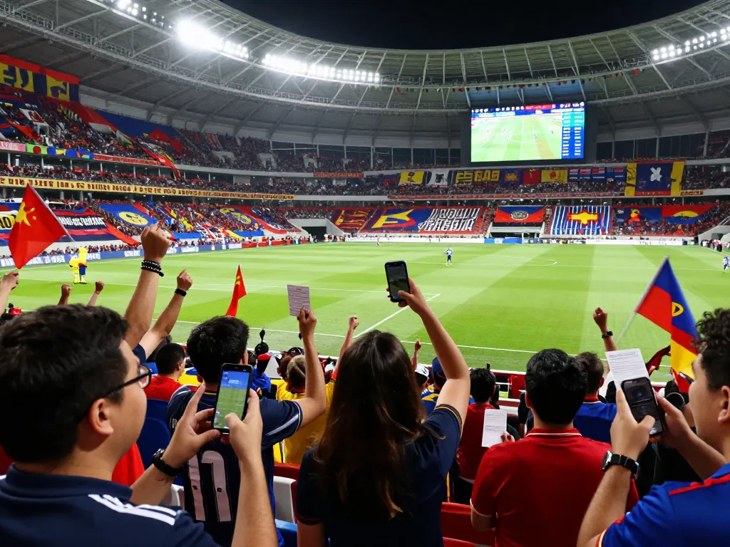 Excited fans celebrating tỷ lệ kèo bóng đá during a football match, showcasing vibrant stadium atmosphere.