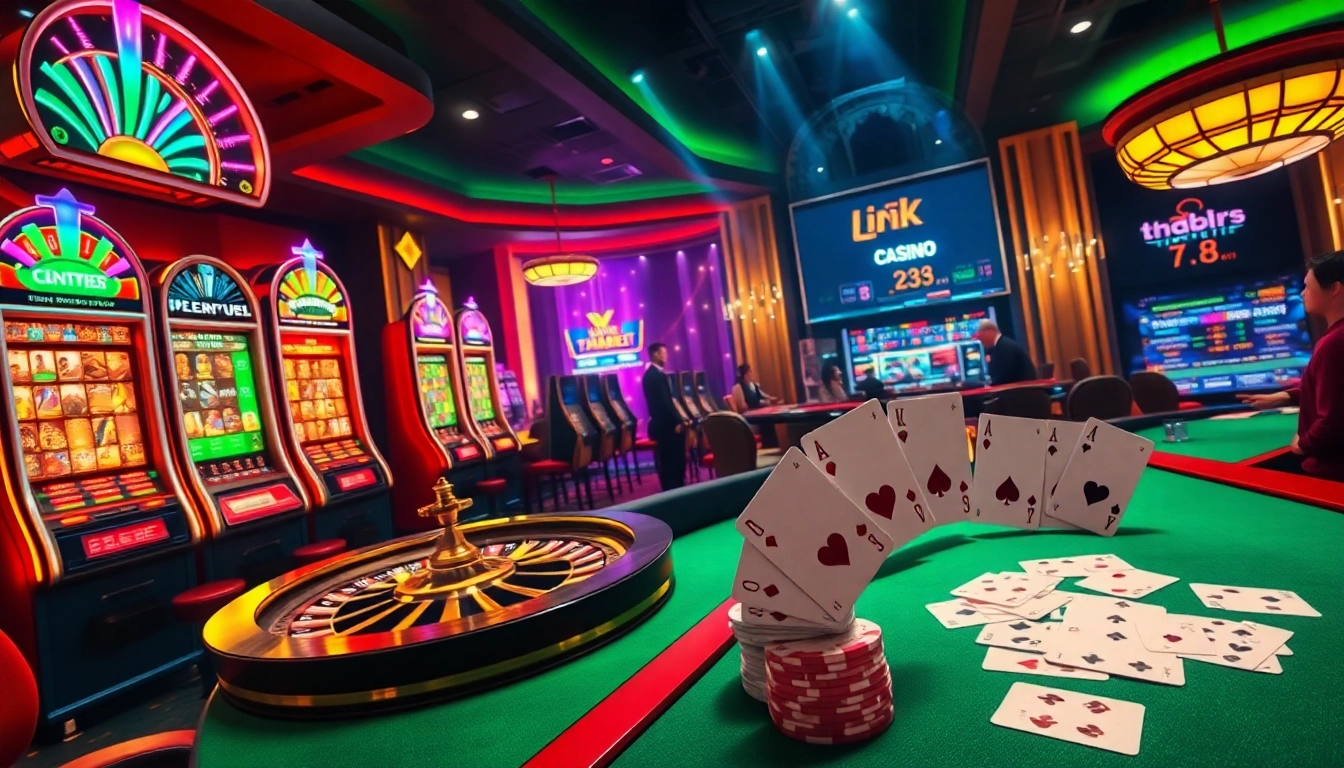 Engage in thrilling gameplay at link thabet featuring vibrant slot machines and dynamic poker tables.