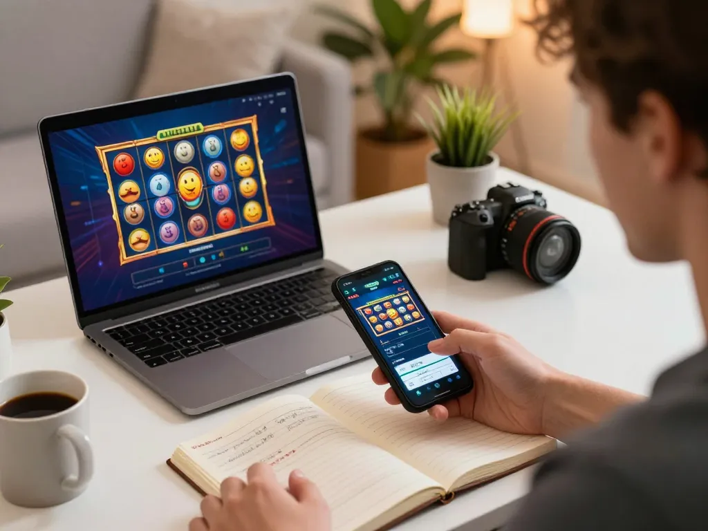 Player engaging with gtatoto app on smartphone, showcasing a vibrant mobile casino experience.